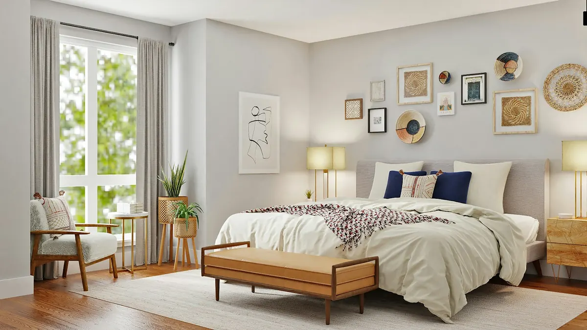 A bright room above a courtyard