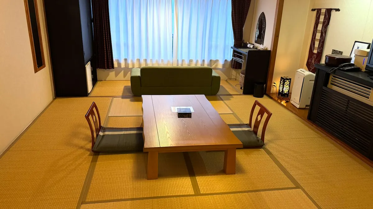 A tatami room with low table