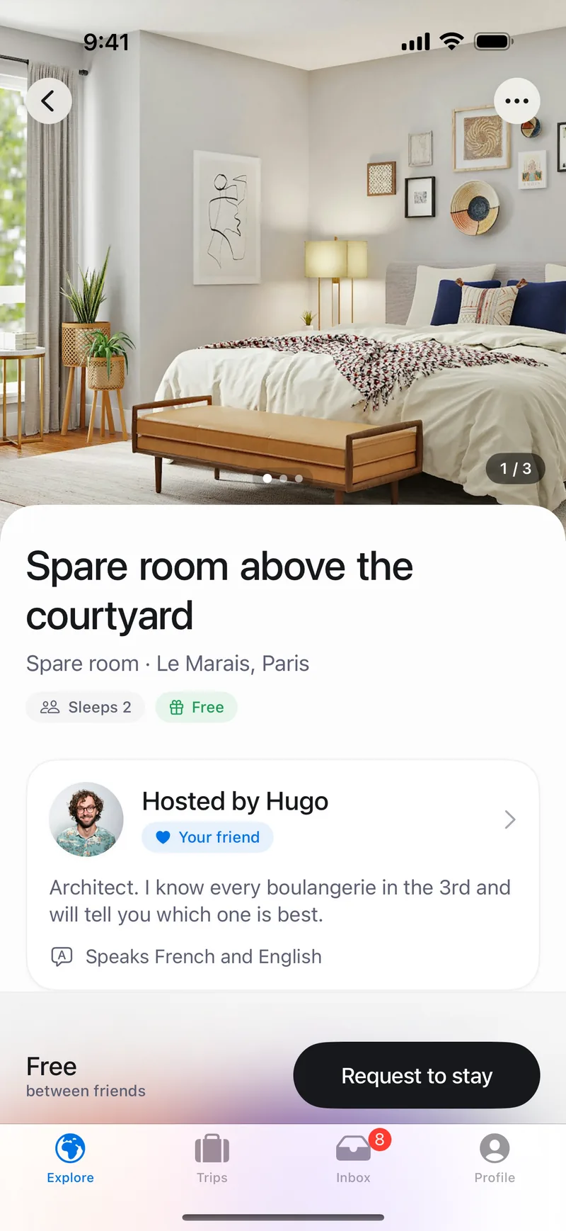 A friend’s place in Paris, with how you know the host